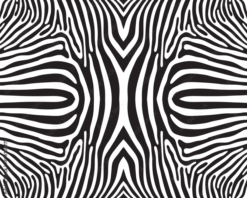 Seamless zebra pattern in black and white on a white background