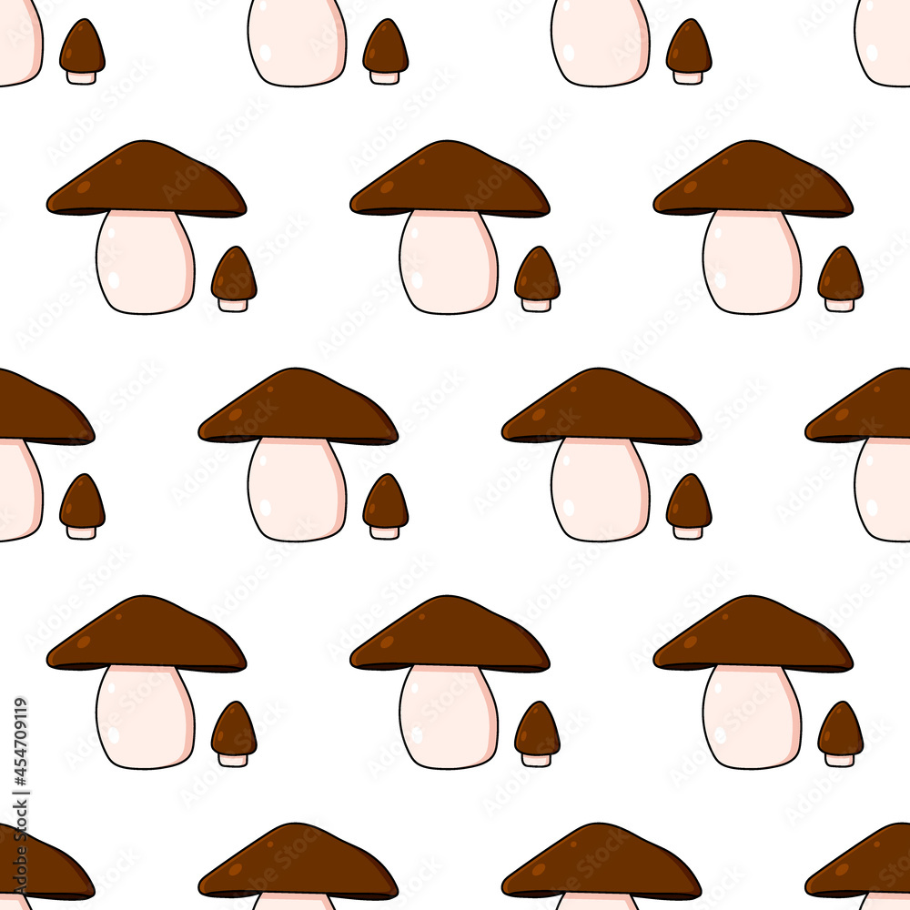 Mushroom. Beautiful autumn forest large cartoon mushroom brown. Vector illustration for magazines, prints and stickers on canned food. Mushroom. Beautiful autumn forest large cartoon mushroom brown. Vector illustration for magazines, prints and stickers on canned food.