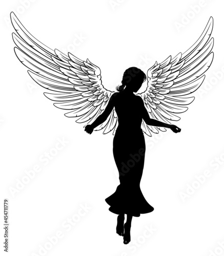 Angel Woman With Wings Silhouette photo
