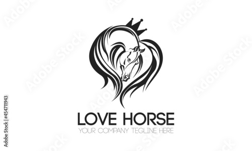 Love Horse Logo Design Template