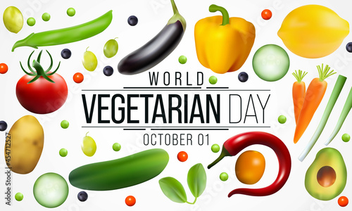 World Vegetarian day is observed every year on October 1st, To promote the joy, compassion and life-enhancing possibilities of vegetarianism. Vector illustration