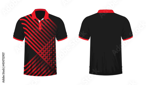 T-shirt Polo red and black template for design on white background. Vector illustration eps 10.