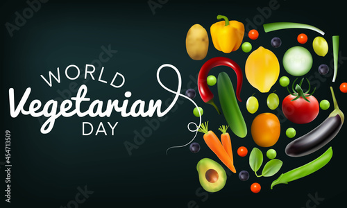 World Vegetarian day is observed every year on October 1st, To promote the joy, compassion and life-enhancing possibilities of vegetarianism. Vector illustration