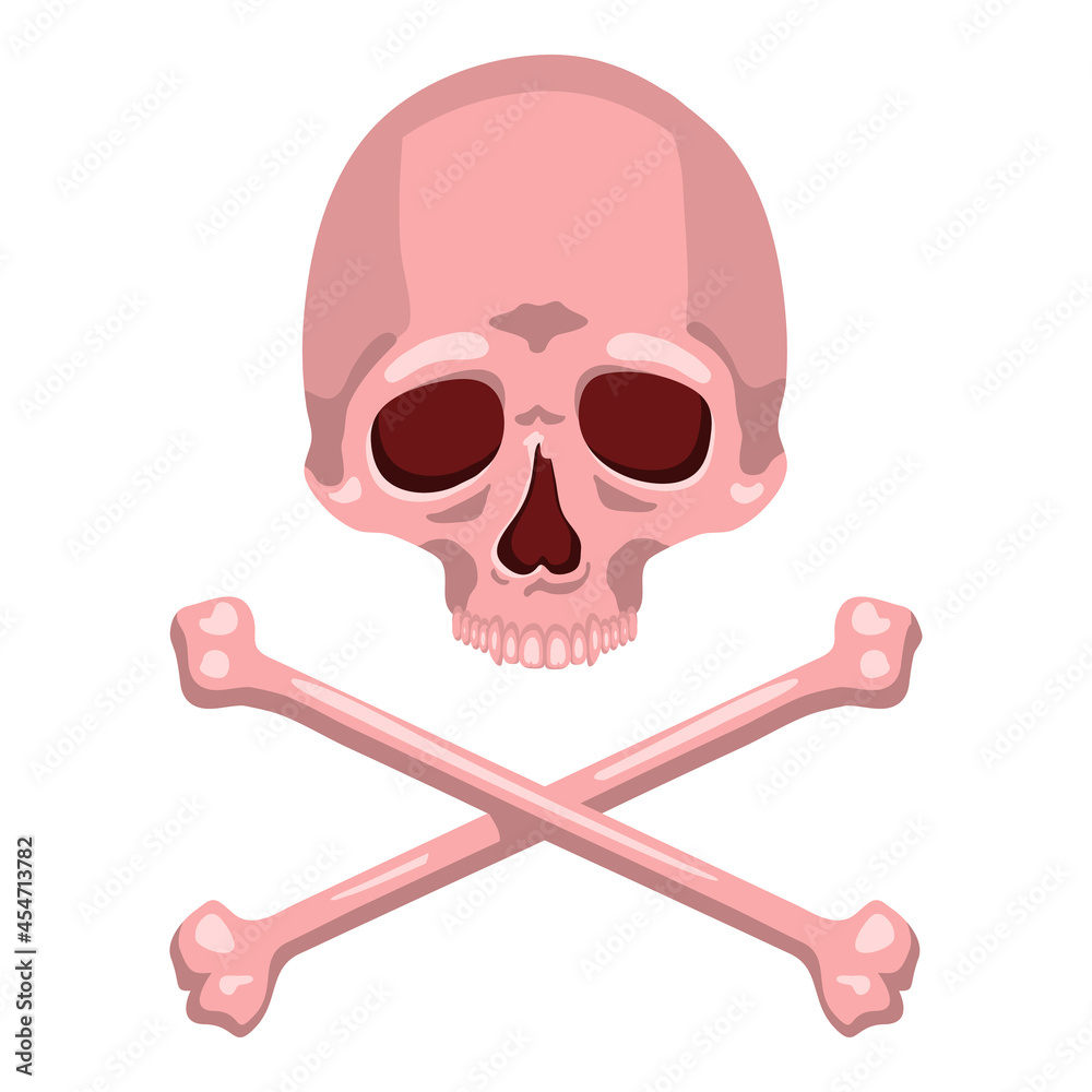 Vector Skull and Cross Bones Illustration on Isolated White Background Vector Skull and Cross Bones Illustration on Isolated White Background