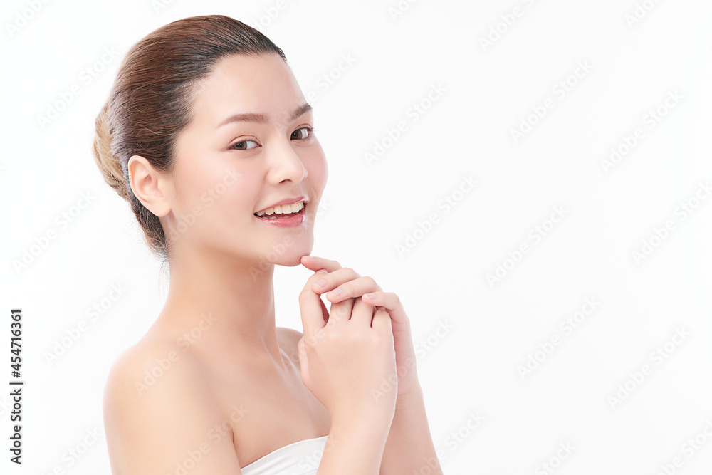 Beautiful young asian woman with clean fresh skin on white background, Face care, Facial treatment, Cosmetology, beauty and spa, Asian women portrait. Beautiful young asian woman with clean fresh skin on white background, Face care, Facial treatment, Cosmetology, beauty and spa, Asian women portrait.