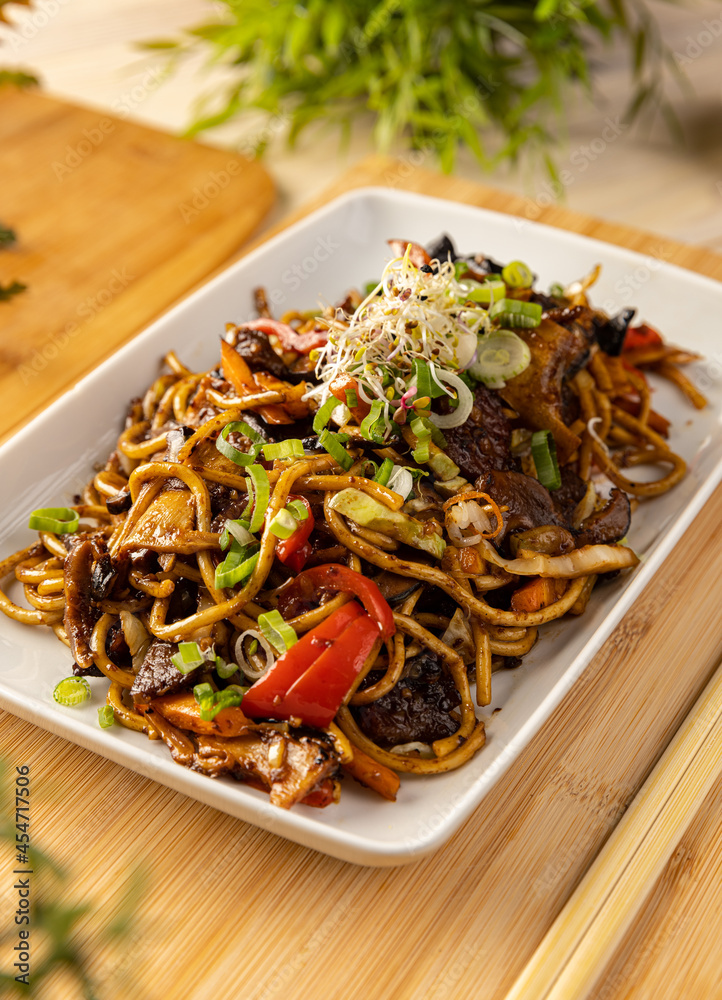 Delicious noodles stir fry