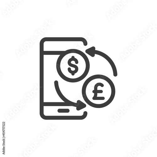 Currency exchange app for smartphones icon.