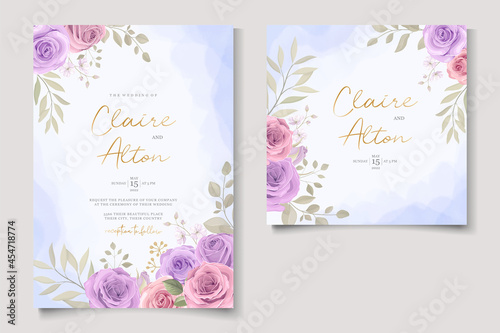 Beautiful flower wedding invitation card template