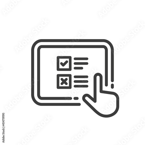 Tablet with checlist icon on white background
