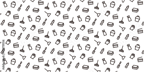 Bathroom cleaning tool icon pattern background for website or wrapping paper (Monotone icon version)