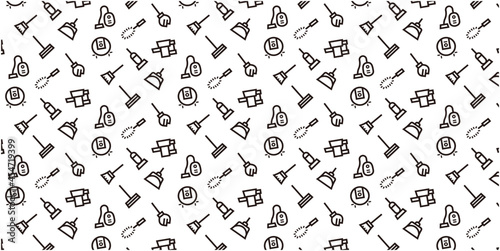 Cleaning tool icon pattern background for website or wrapping paper (Monotone icon version)