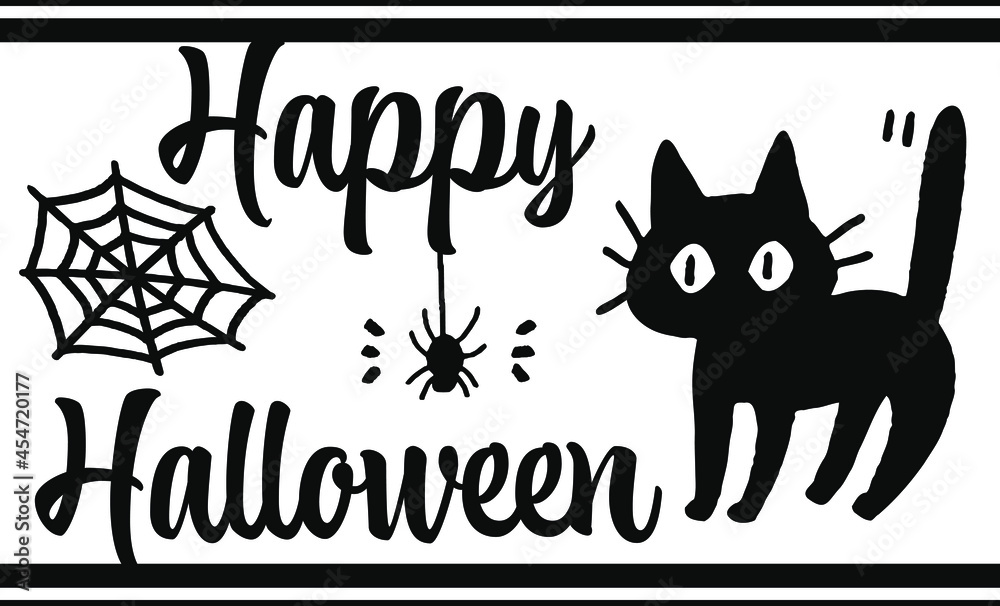 ハロウィン用ラベル 驚く黒猫のベクターイラスト Stock Vector Adobe Stock