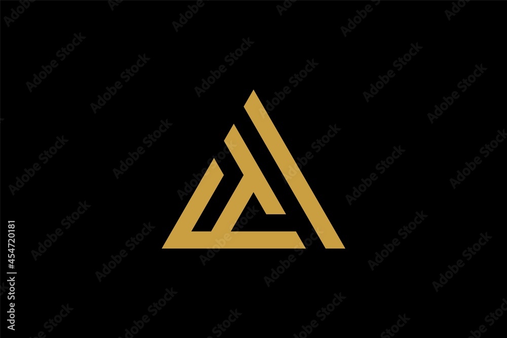 Mountain logo design vector. Triangle abstract illustration symbol. Letter AM outline sign. Gold adventure vector icon. Mountain logo design vector. Triangle abstract illustration symbol. Letter AM outline sign. Gold adventure vector icon.