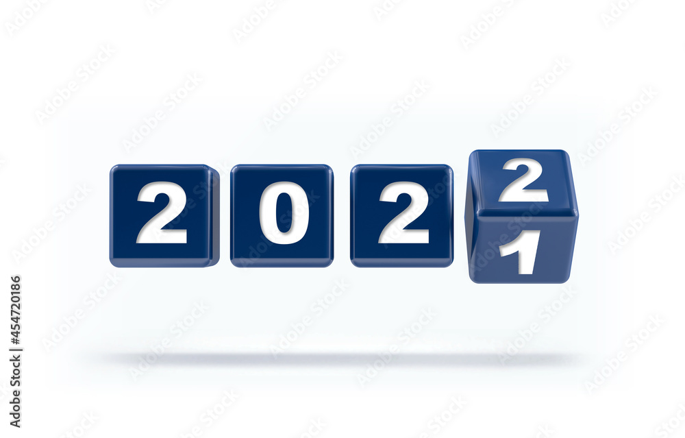 Flipping cubes for new year change 2021 to 2022. New year change and starting concept Flipping cubes for new year change 2021 to 2022. New year change and starting concept