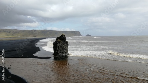 Black beach of the Atlantic ocean, Vik, Iceland