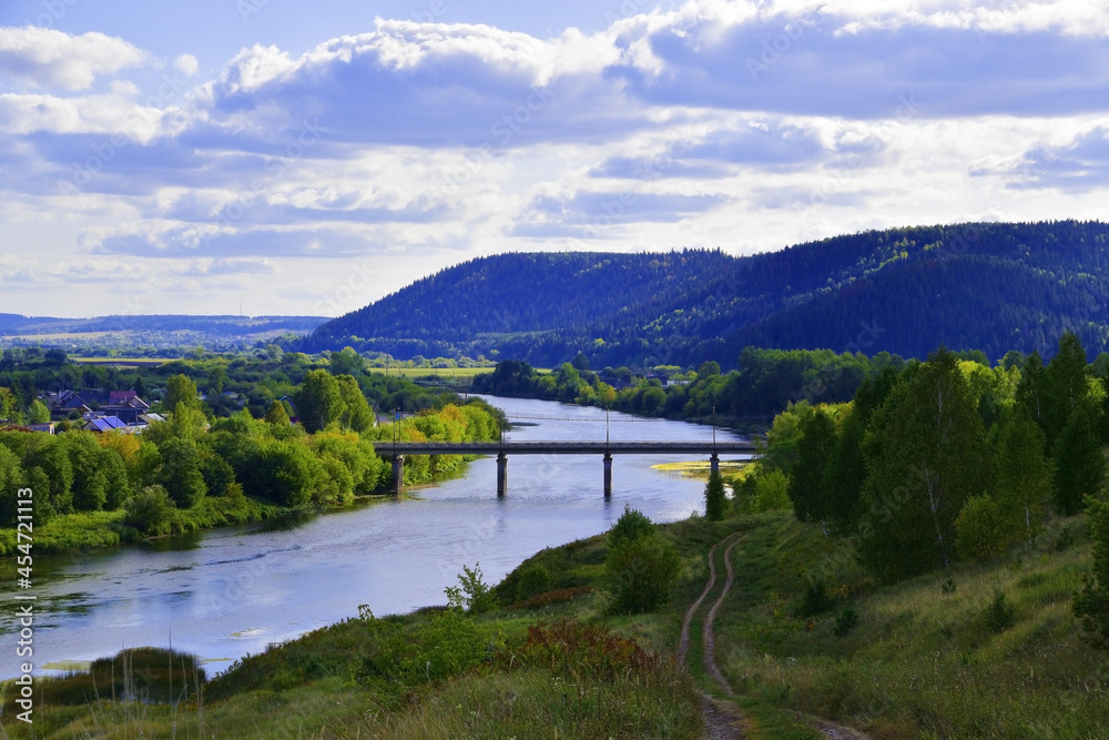 The wide valley of the Ural river Sylva