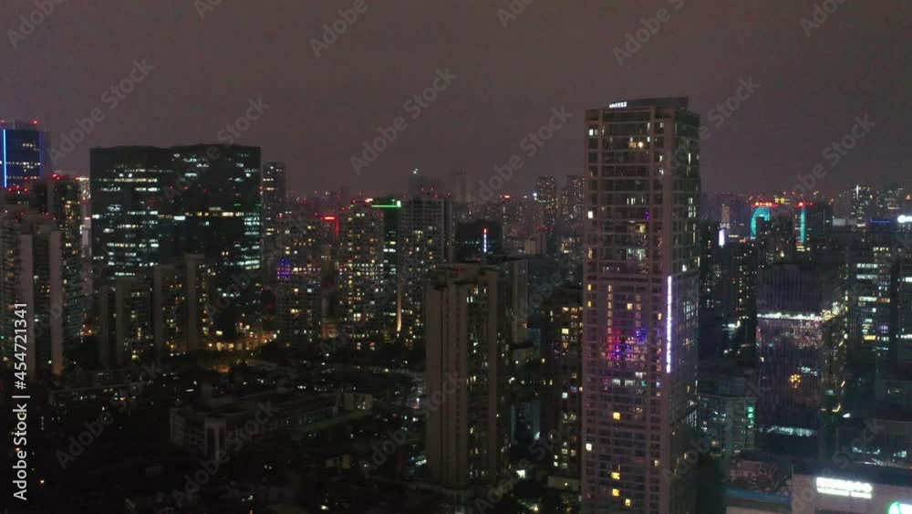 aerial view of chengdu city night aerial view of chengdu city night