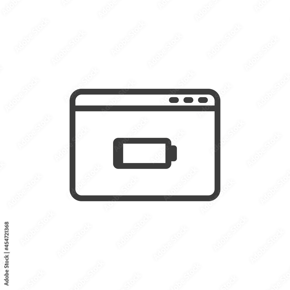Web browser page with low battery icon Web browser page with low battery icon