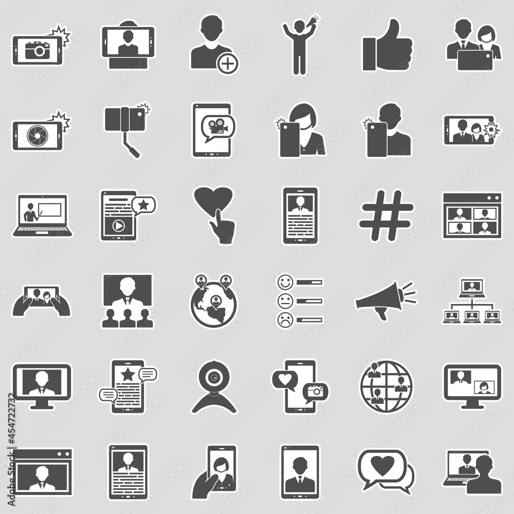 Influencer Icons. Sticker Design. Vector Illustration. Influencer Icons. Sticker Design. Vector Illustration.