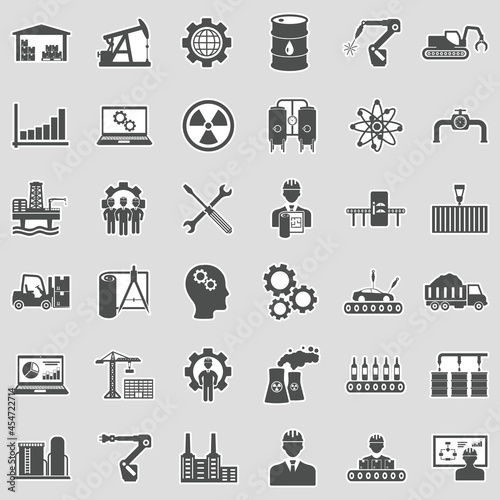 Industry Icons. Sticker Design. Vector Illustration.