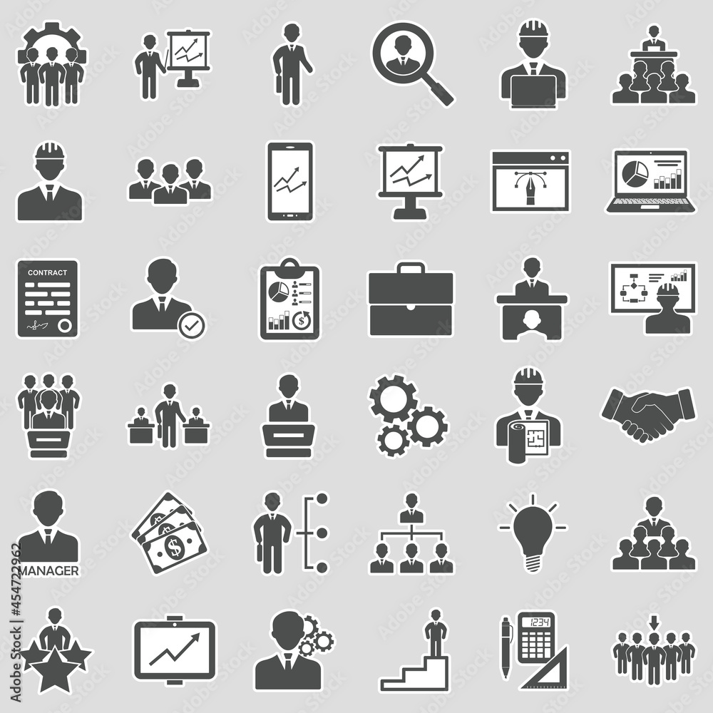 Manager Icons. Sticker Design. Vector Illustration. Manager Icons. Sticker Design. Vector Illustration.