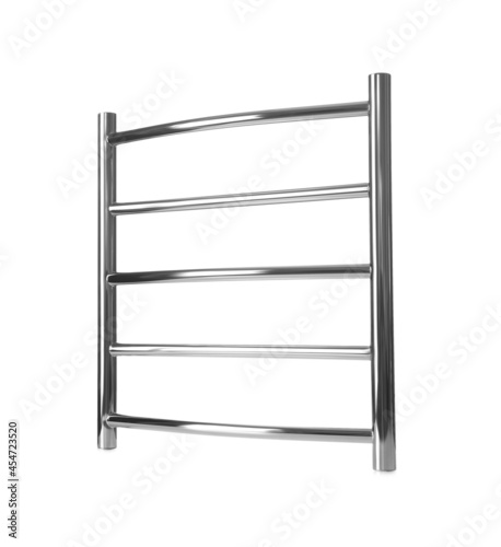 Modern heated towel rail isolated on white