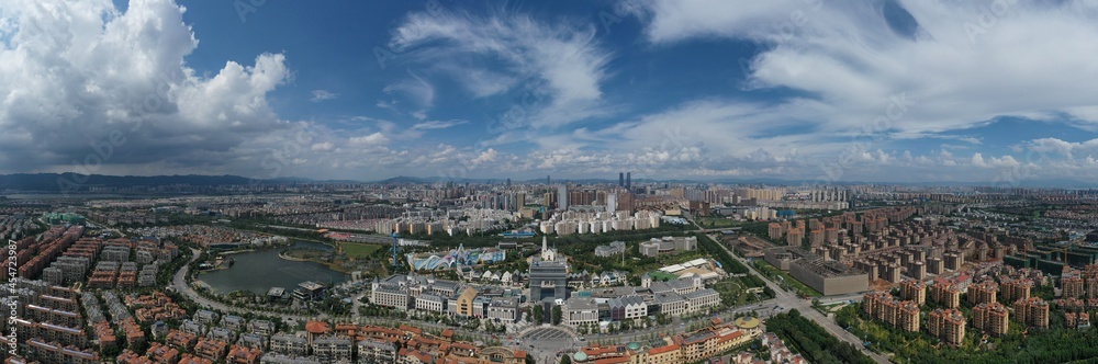 aerial view of kungming city skyline