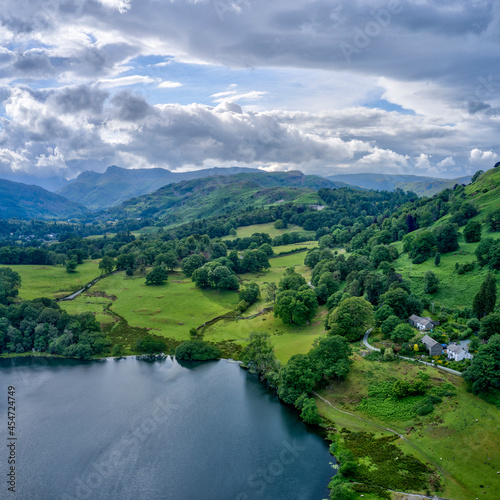 Loughrigg Tarn looking west towards the Langdale Pikes
