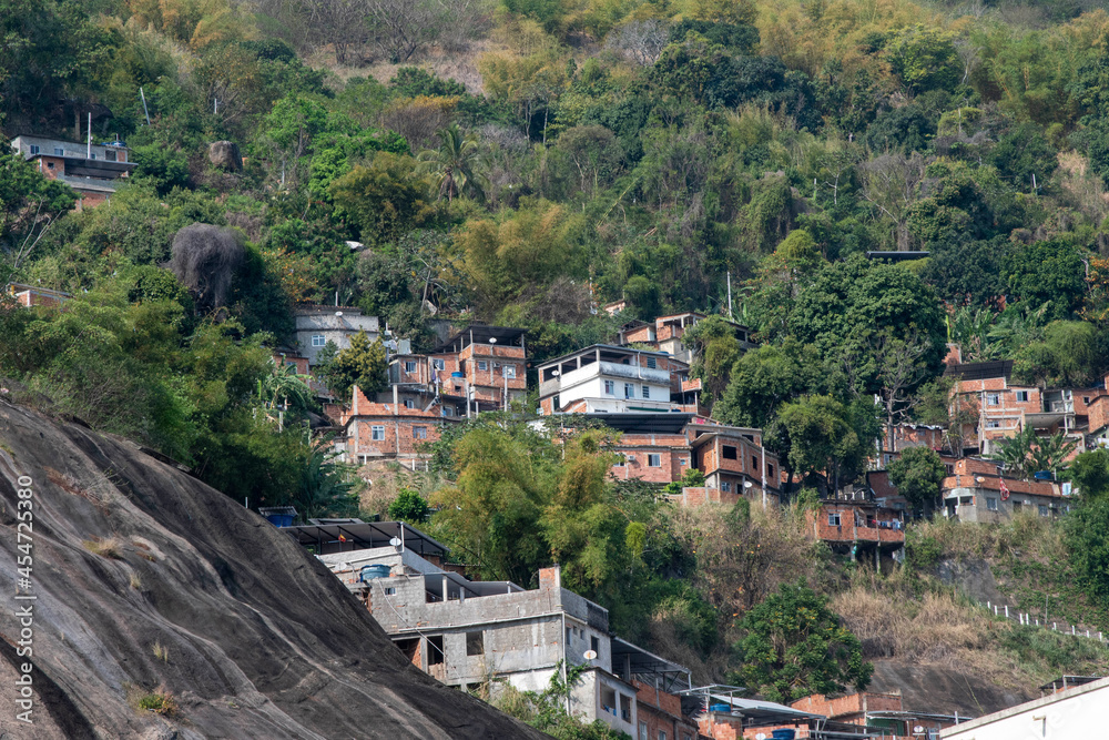 poor community (favela) in the city of Rio de Janeiro on the hillside