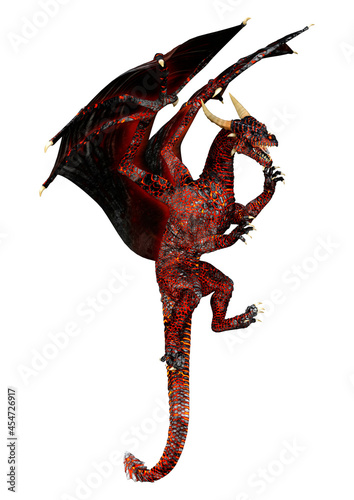 3D Rendering Fairy Tale Dragon on White