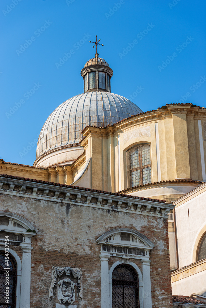 Venice, Church of Saints Geremia and Lucia (Chiesa dei santi Geremia e Lucia or Santuario di Lucia) in Neoclassical style, 1753-1861, the dome. Venetian lagoon, Veneto, Italy, Europe.