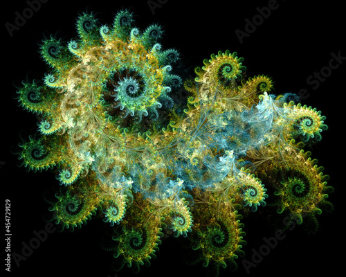 Abstract fractal art background. Infinitely repeating intricate spiral shapes.