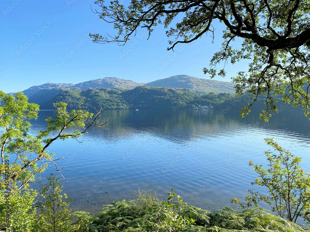 A view of Loch Lomond in Scotland in the early morning