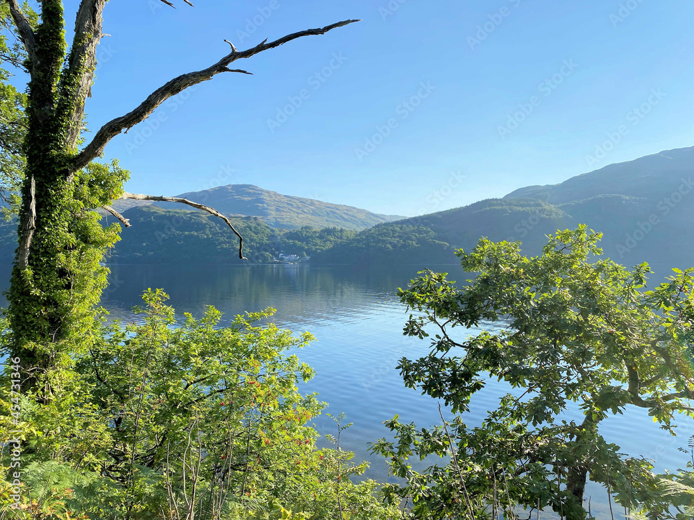A view of Loch Lomond in Scotland in the early morning