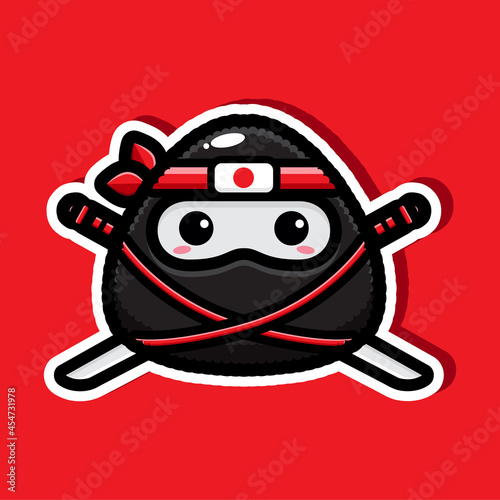 cute onigiri vector design in the shape of a ninja