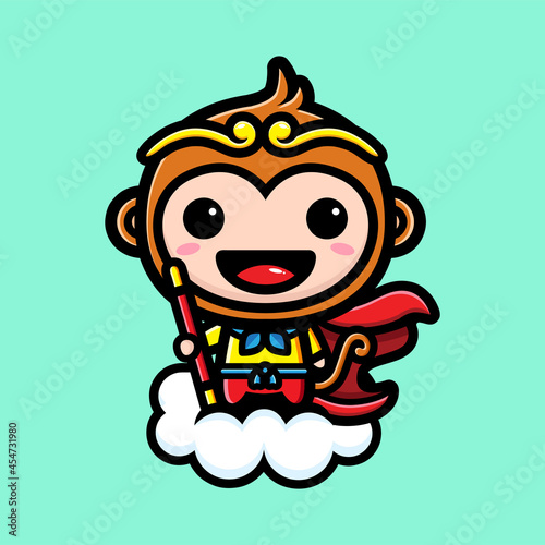 cute wukong or sun go kong character vector design