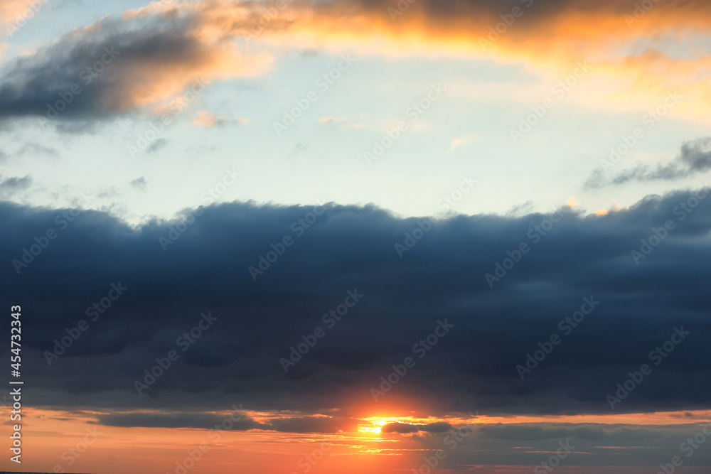 Picturesque view of beautiful sky with clouds at sunset Picturesque view of beautiful sky with clouds at sunset