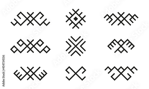 Set of ethnic Baltic Folk traditional symbols photo