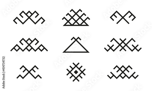 Set of ethnic Baltic Folk traditional symbols