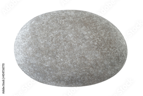 Stone pebble is oval gray smooth, isolated on white background with clipping path © elenvd