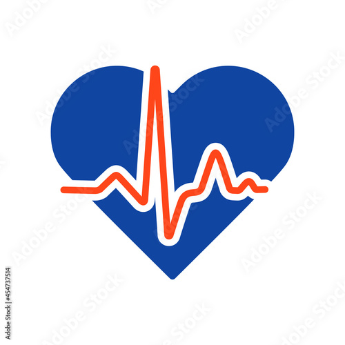 Heart cardiogram, heartbeat vector glyph icon