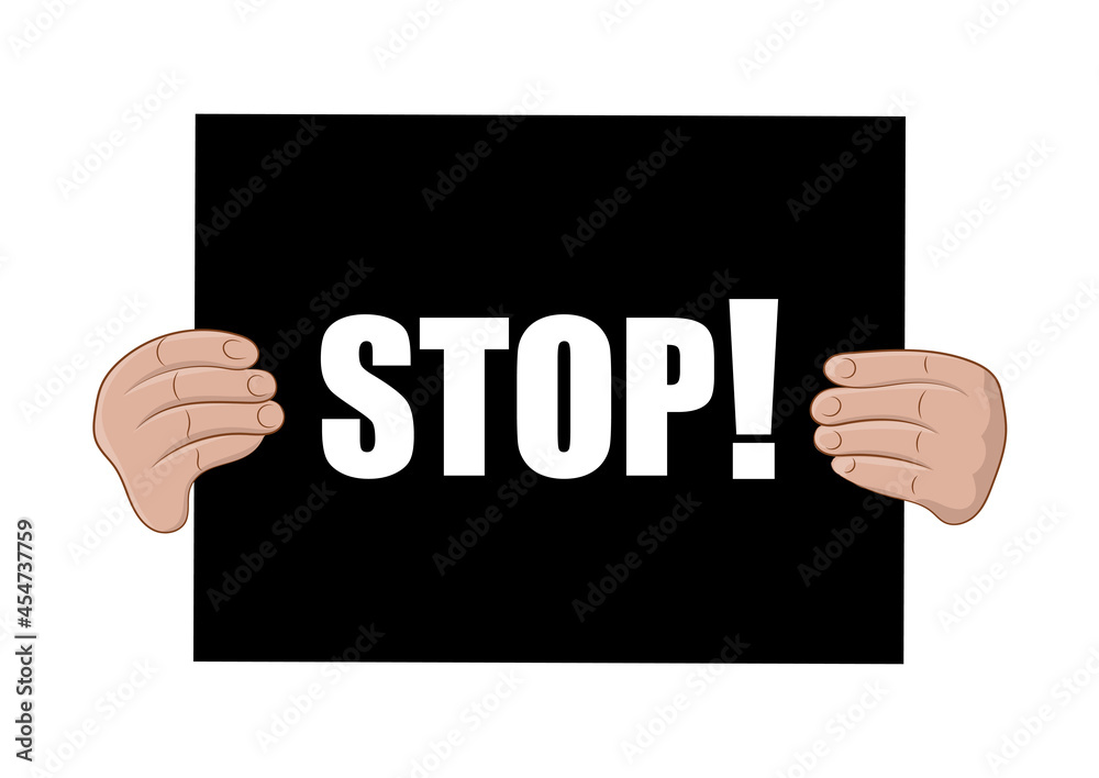 Black board with the inscription STOP. Vector illustration. Black board with the inscription STOP. Vector illustration.