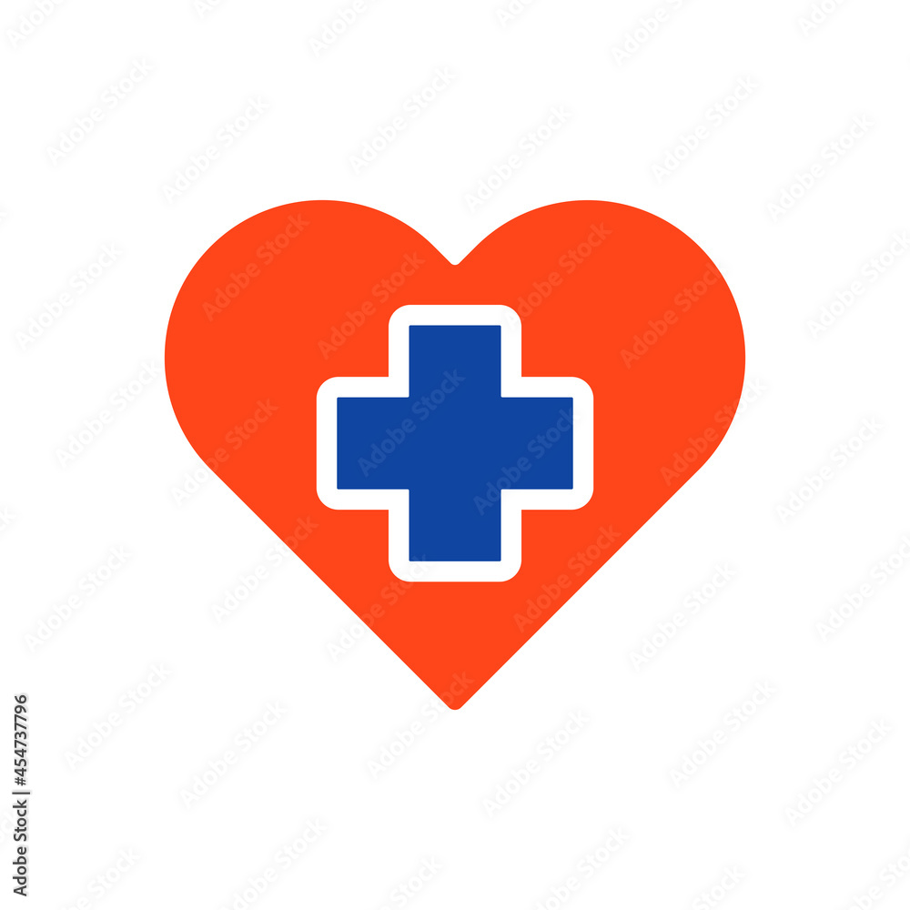 Cross inside heart vector glyph icon. Medical sign Cross inside heart vector glyph icon. Medical sign