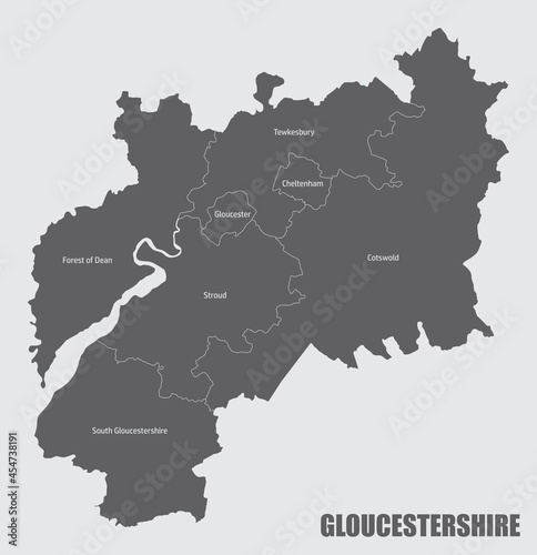 Gloucestershire county administrative map photo