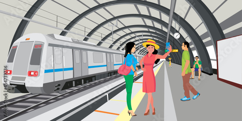 illustration of Indian Metro Train concept