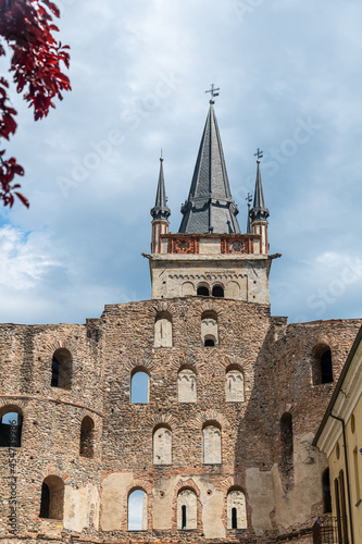 Tablou pe pânză The antique roman Porta Savoia (Savoy gate) and Susa Cathedral in the Old Town o