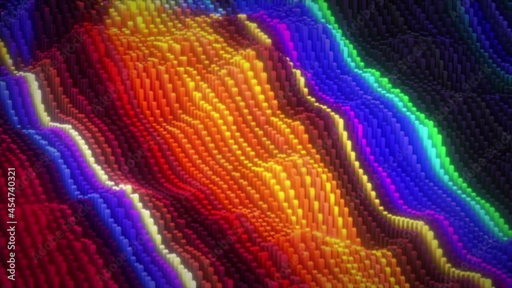 Abstract colorful cubic surface in random motion. Computer generated background. 3d animation Abstract colorful cubic surface in random motion. Computer generated background. 3d animation