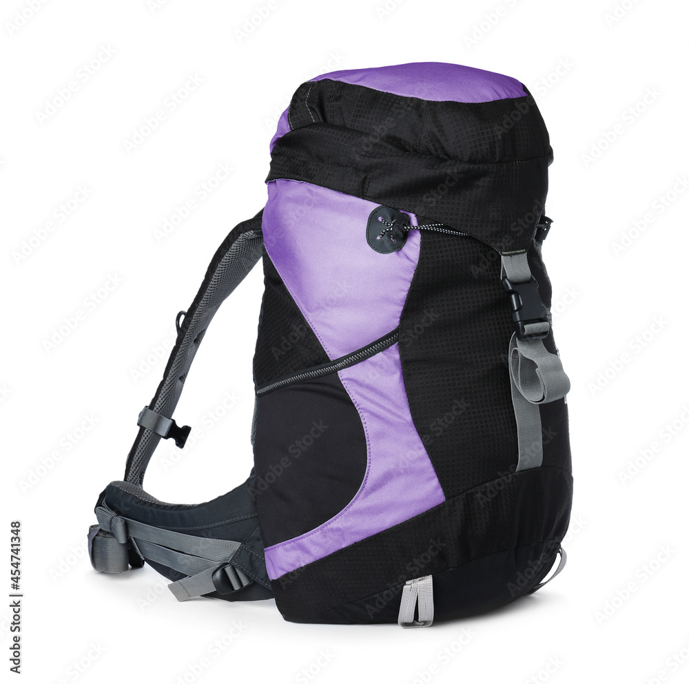Hiking backpack isolated on white. Camping tourism Hiking backpack isolated on white. Camping tourism
