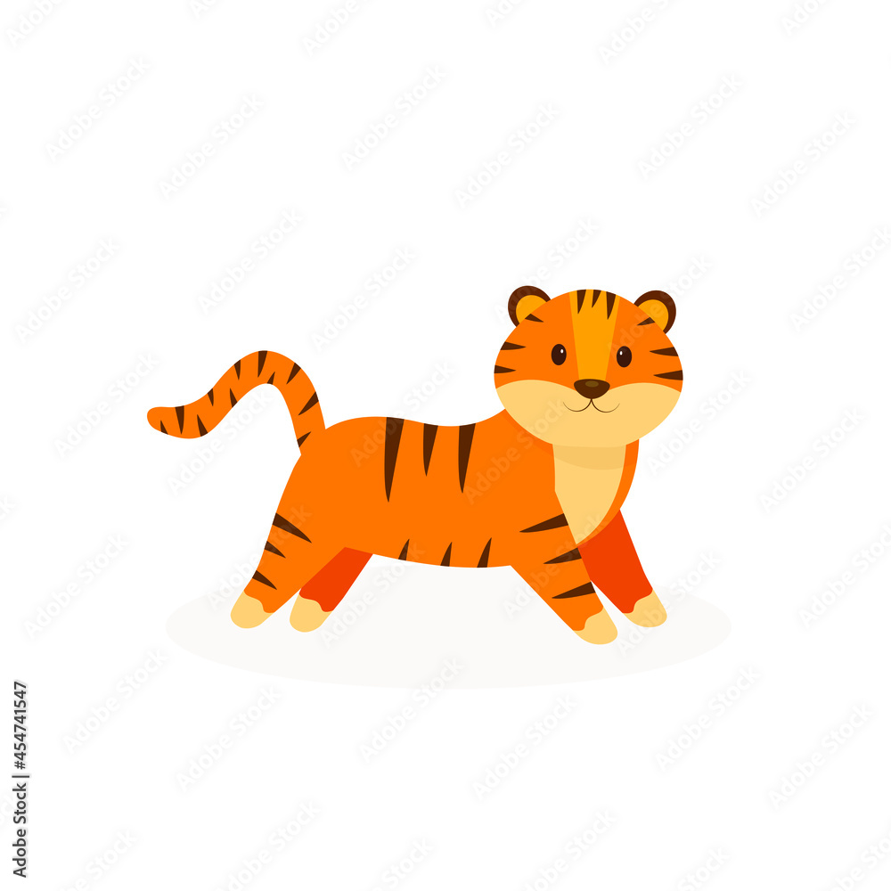 This is a cute tiger isolated on a white background. This is a cute tiger isolated on a white background.