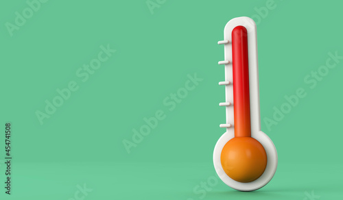 Weather thermometer showing climate change rising temperature levels. 3D Render photo